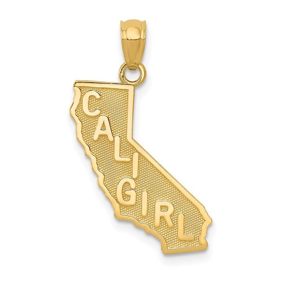 Million Charms 14k Yellow Gold CALI GIRL State Map Pendant